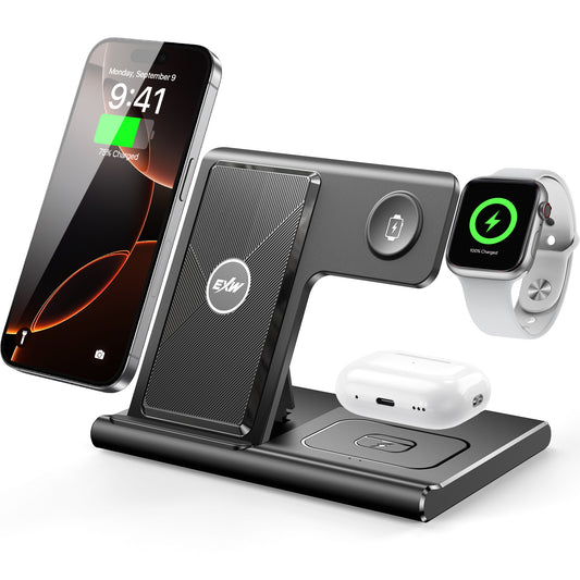 3 In 1 Wireless Charging Station For Multiple Devices 15W Fast Charging Stand