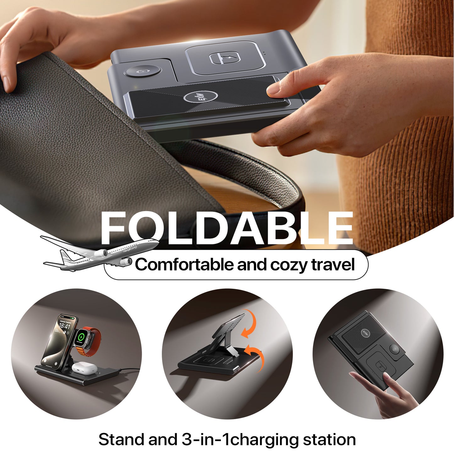 3 In 1 Wireless Charging Station For Multiple Devices 15W Fast Charging Stand