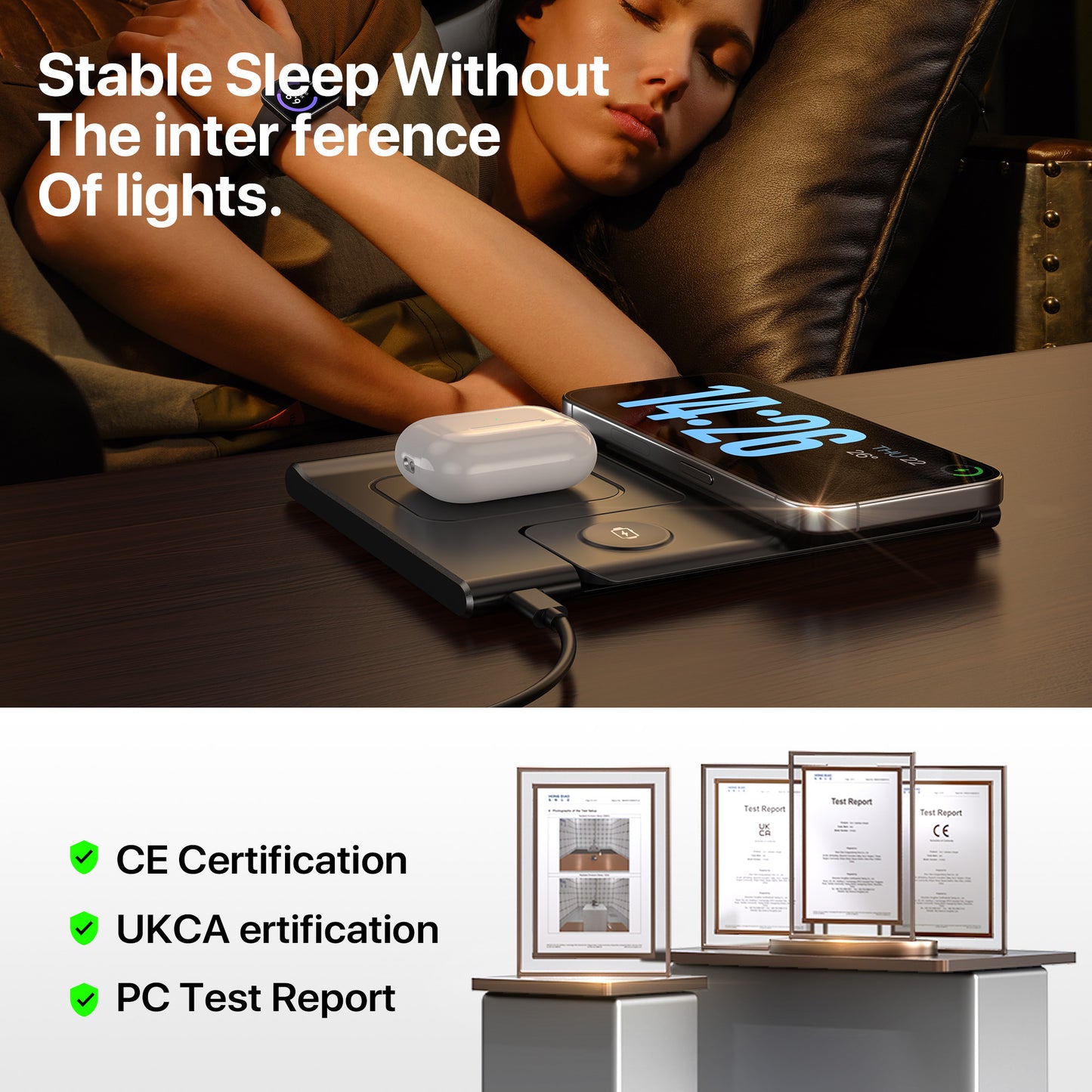 3 In 1 Wireless Charging Station For Multiple Devices 15W Fast Charging Stand